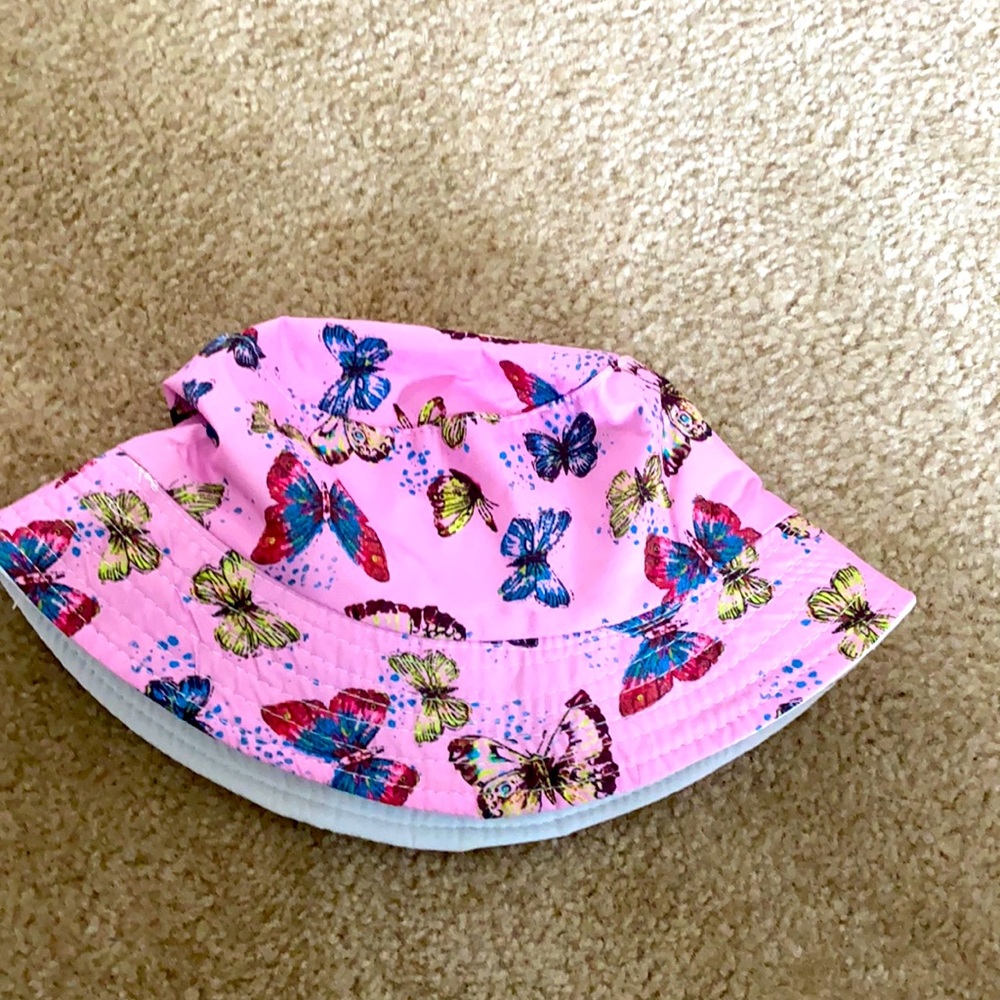 Pink butterfly bucket hat